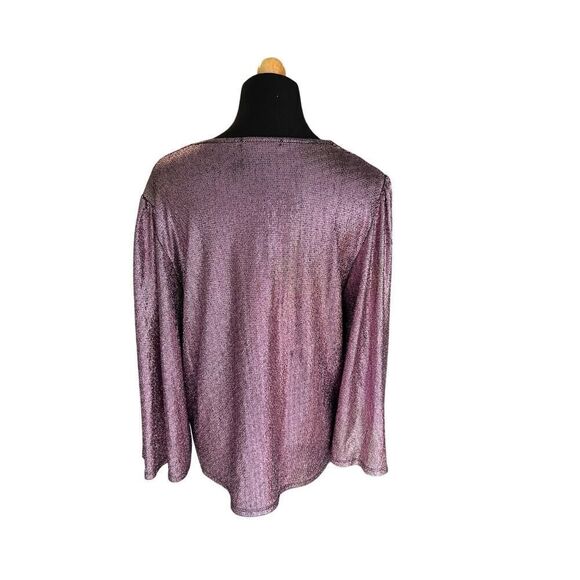CARMELA PINK METALLIC GLITTER TOP BLOUSE - Picture 5 of 7